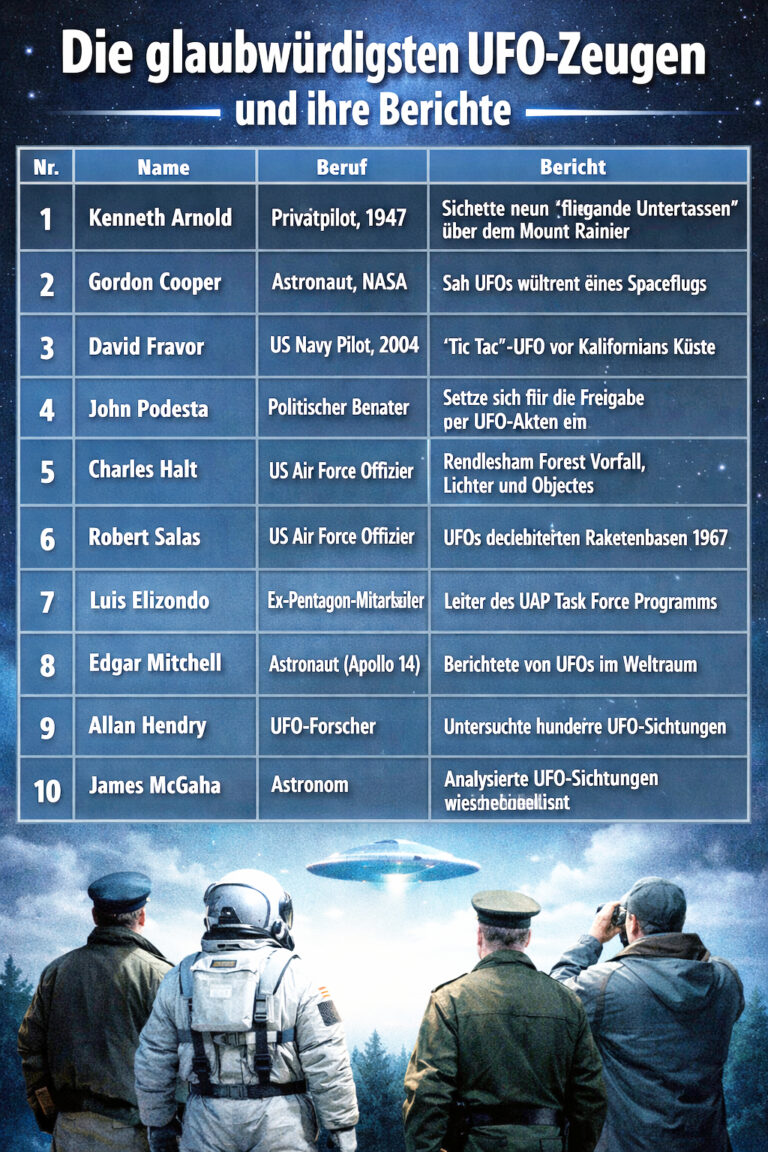 Die glaubwürdigsten UFO-Zeugen und ihre spektakulären Berichte
